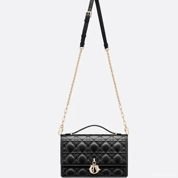 Cheap Top Dior Bag Miss Handle Lambskin Black Cannage Small 0522 Luxury